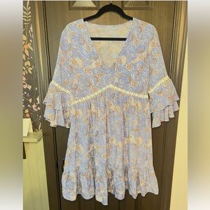 Floral Paisley Ruffle Dress Size Medium